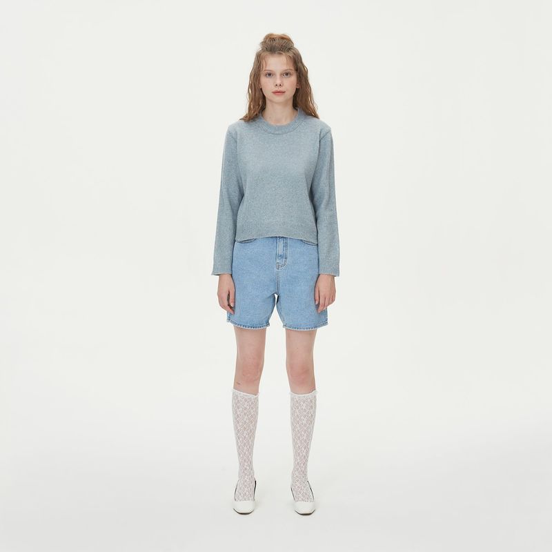 ROUND NECK WOOL KNIT_BLUE