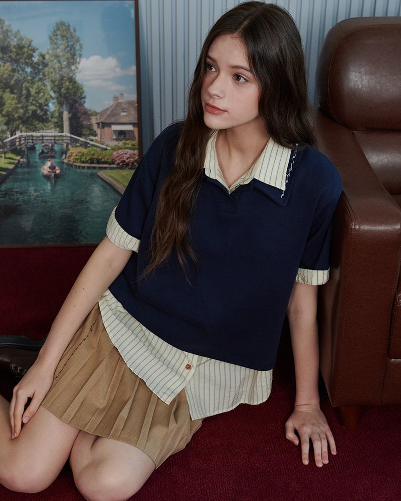 LOGO PIQUET POLO SHIRT [NAVY]
