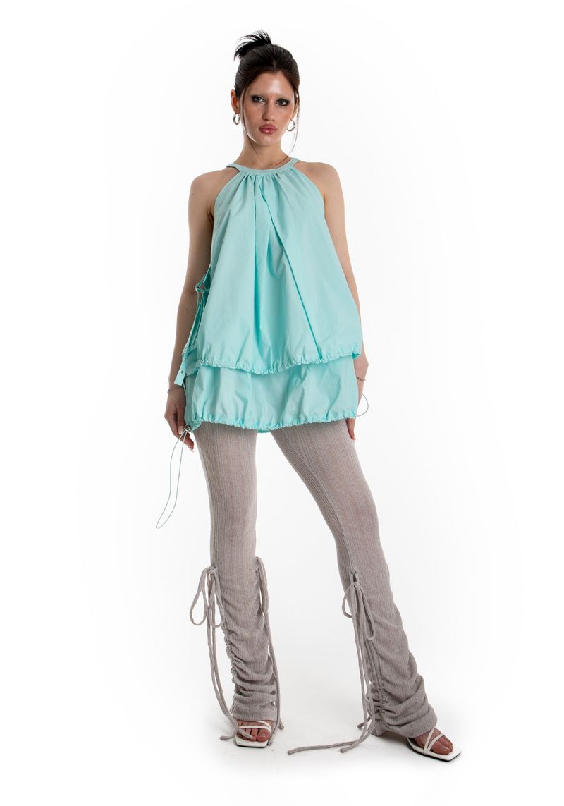 POCKET BALLOON MINI DRESS (AQUA)
