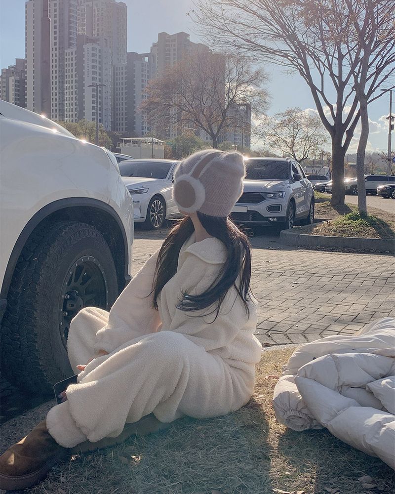 Fleece anorak & pants set up