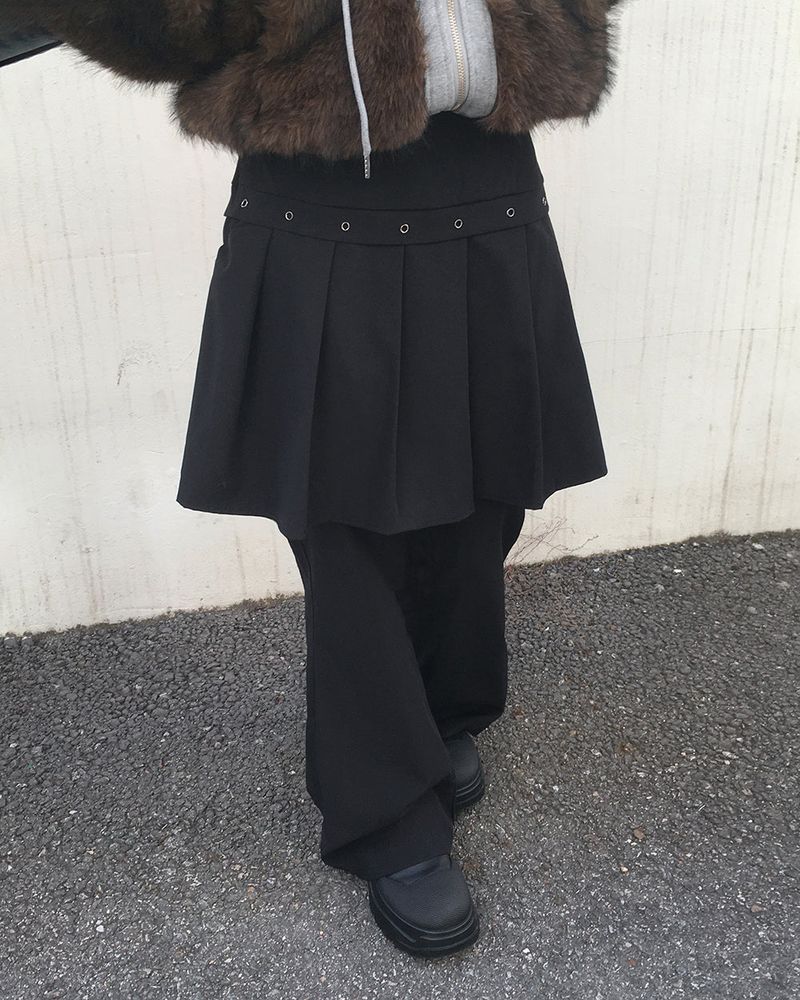 Luan Eyelet layered midi skirt bootcut pants