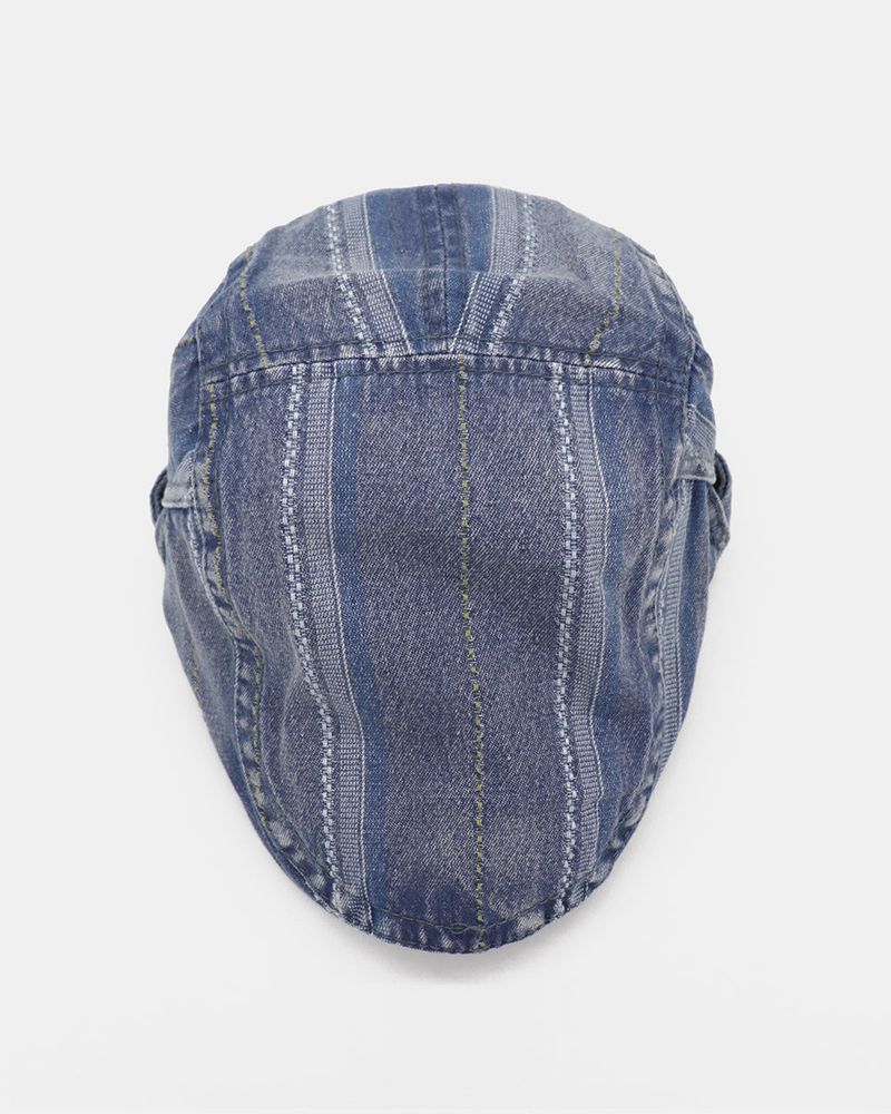 Solfer stripe denim hunting cap hat