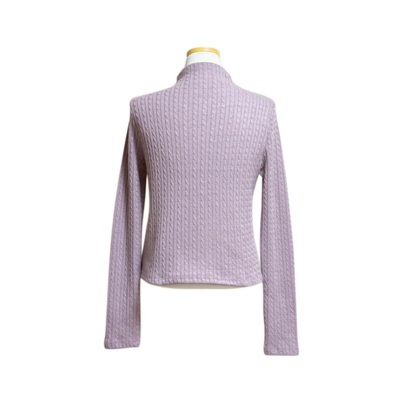 (3color) Slit Cable High-Neck Slim Cardigan