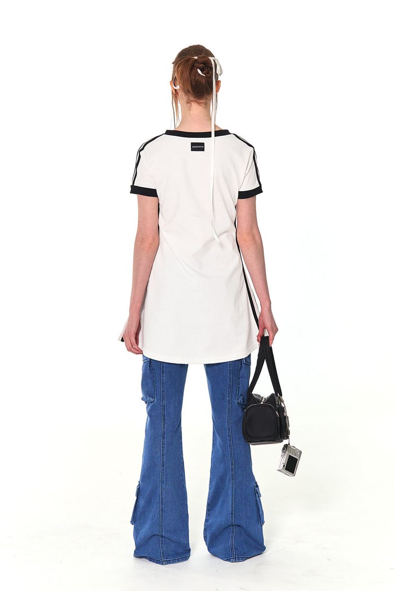 CARGO BOOTS CUT DENIM PANTS (BLUE)