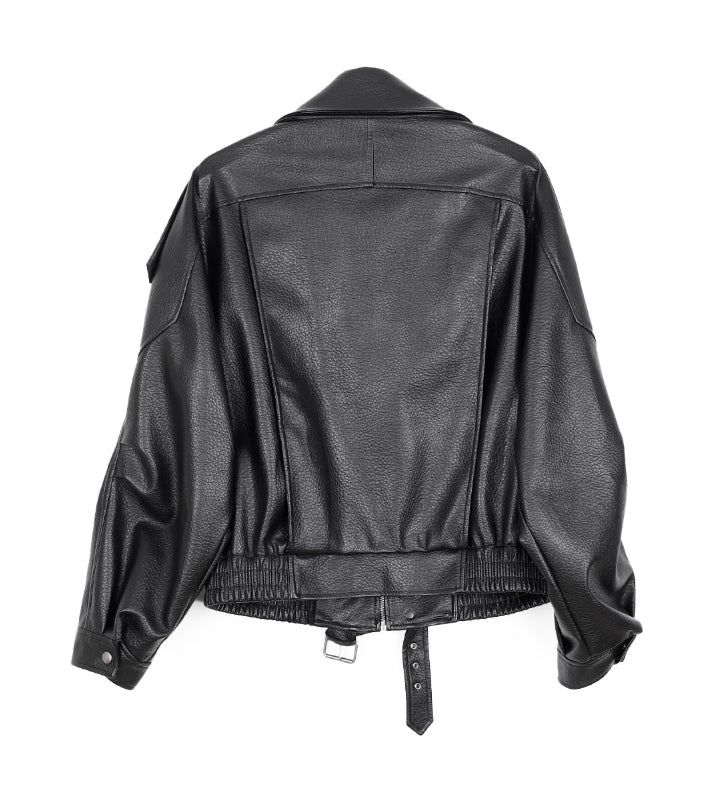 Ferid Double High Neck Leather Jumper