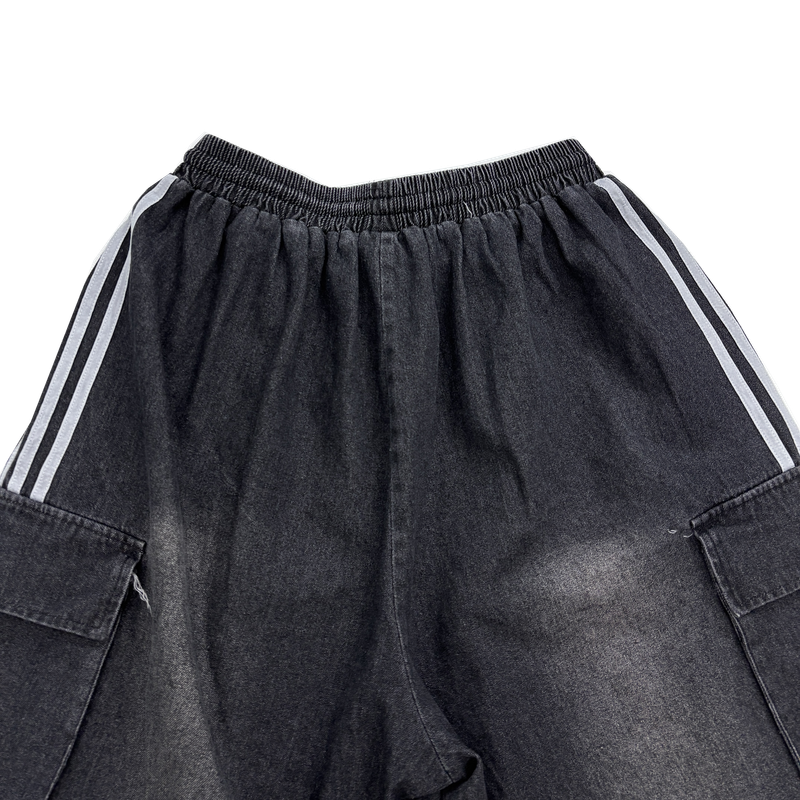 track denim cargo shorts