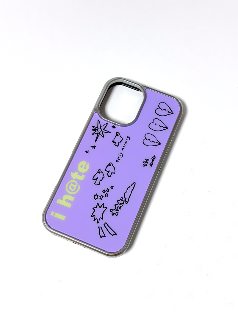 i hate glass silver bumper phone case (purple)
