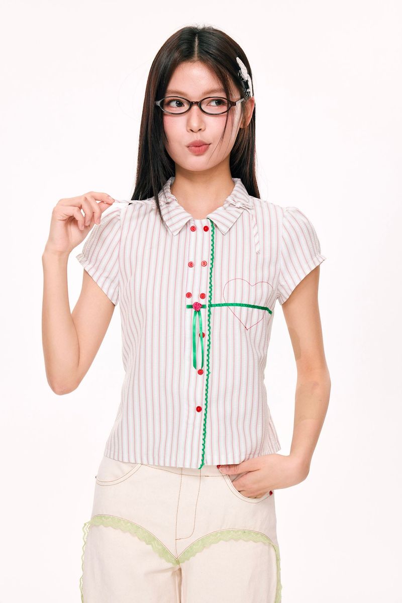 Lub-Dub Button Up Baby Shirt (Cream)