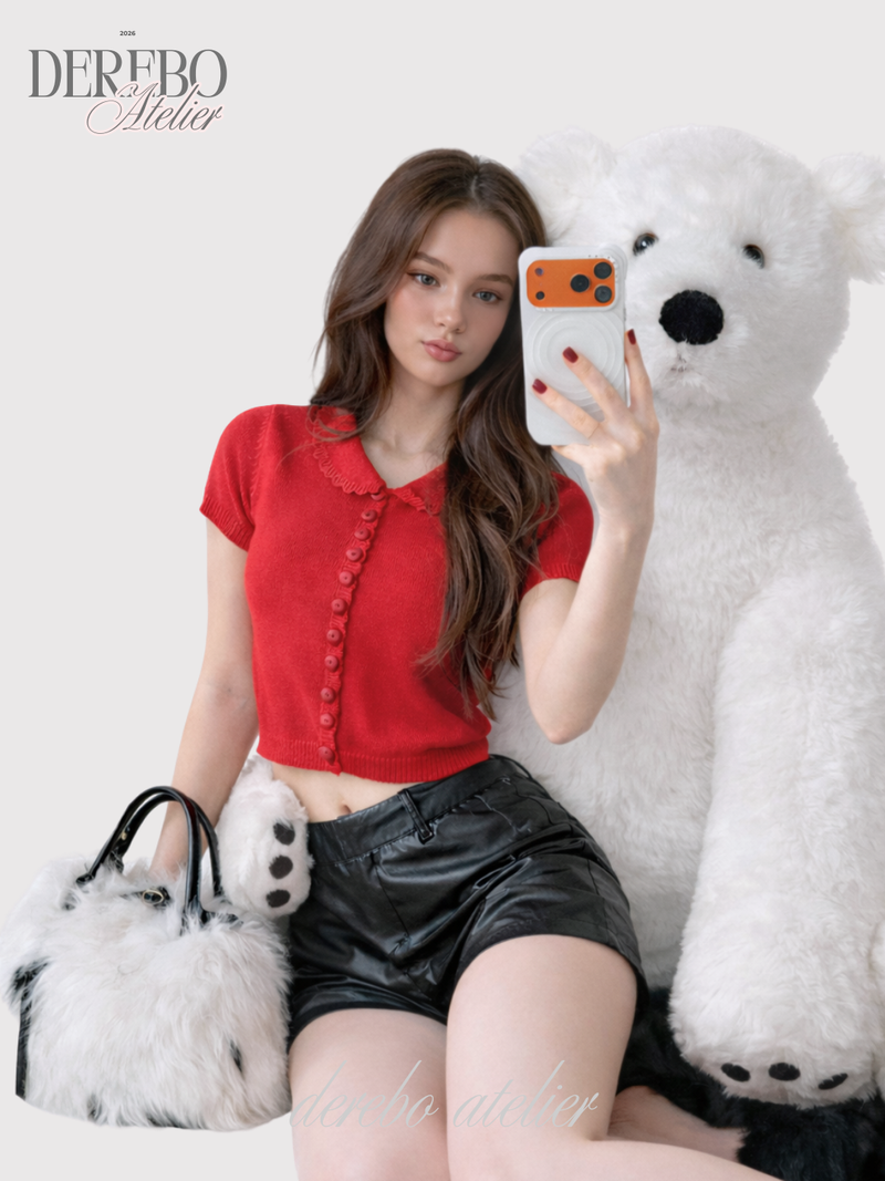 Red heart short-sleeved collar shirt