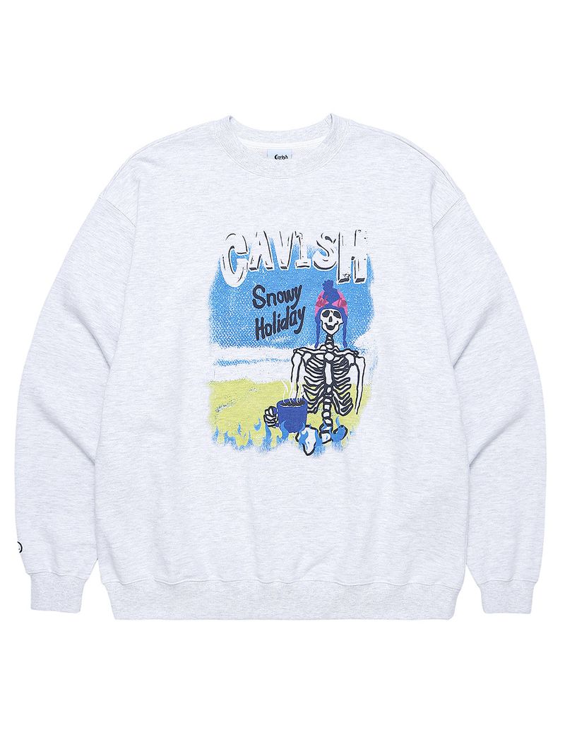SNOWY HOLIDAY SWEATSHIRT LIGHT GREY(CV2CFUM465A)