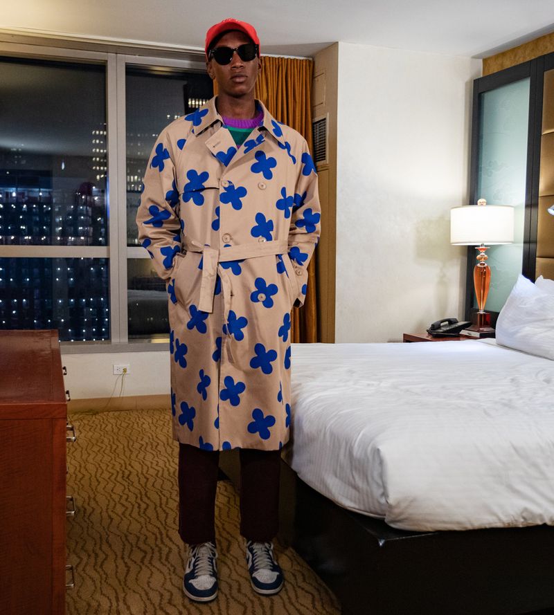 Flower pattern oversized coat