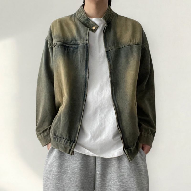 Lark Vintage Washed Zip-Up Denim Jacket