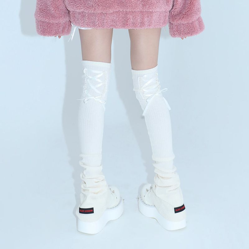 1 1 lace up leg warmer - IVORY