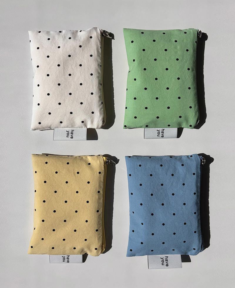 Baby dot flat pouch - blue , M size