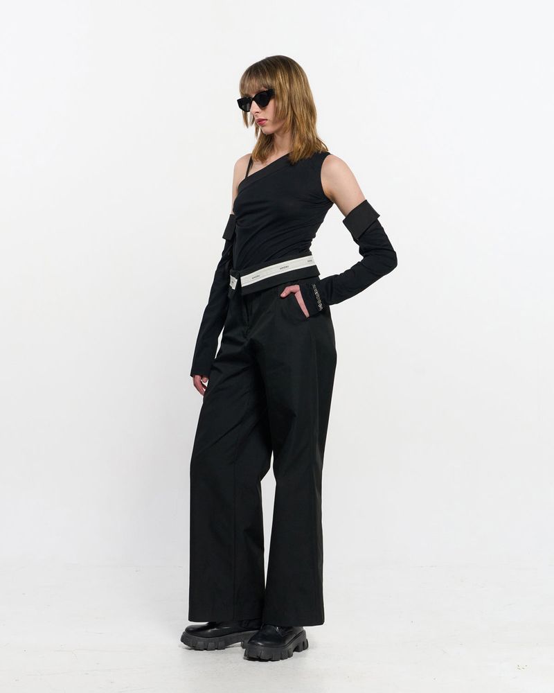 Fold Over Wide Slacks _ BLACK