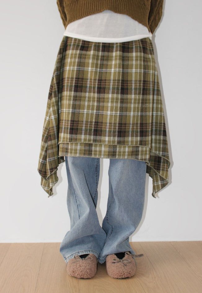 AAKE(アケ)の「OVERLAP CHECK SKIRT(Skirts)」