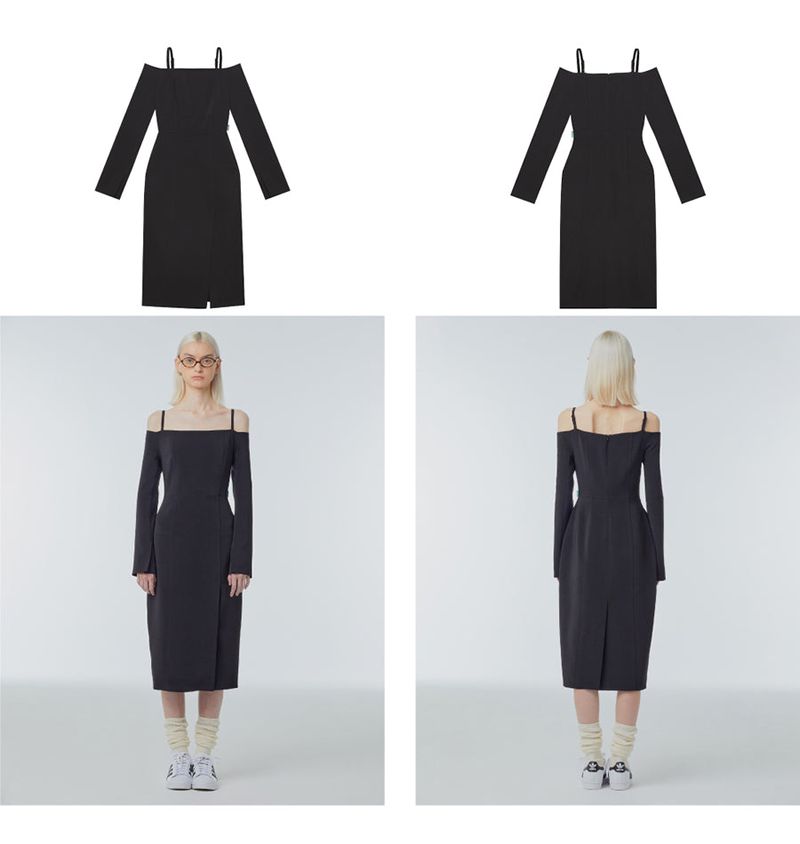 Off-the-shoulder slim long dress