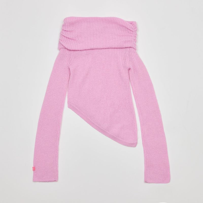 CUT-OUT OFF SHOULDER KNIT PINK