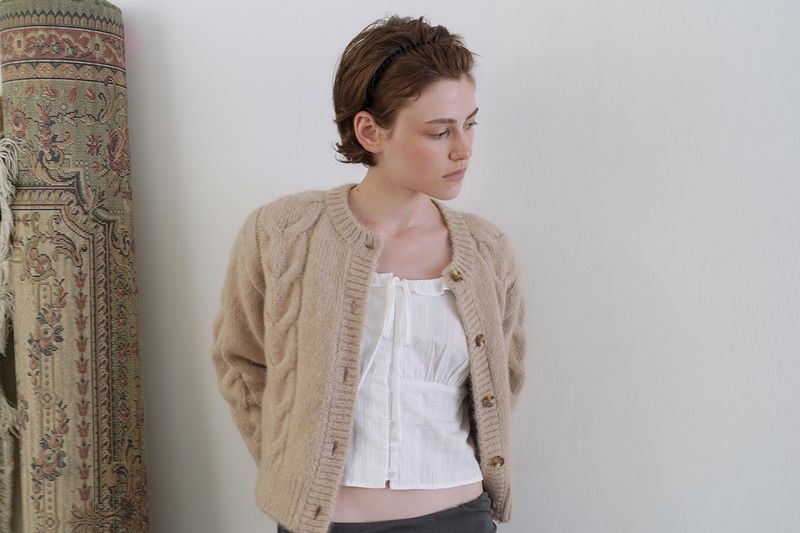 Mohair cable cardigan_beige