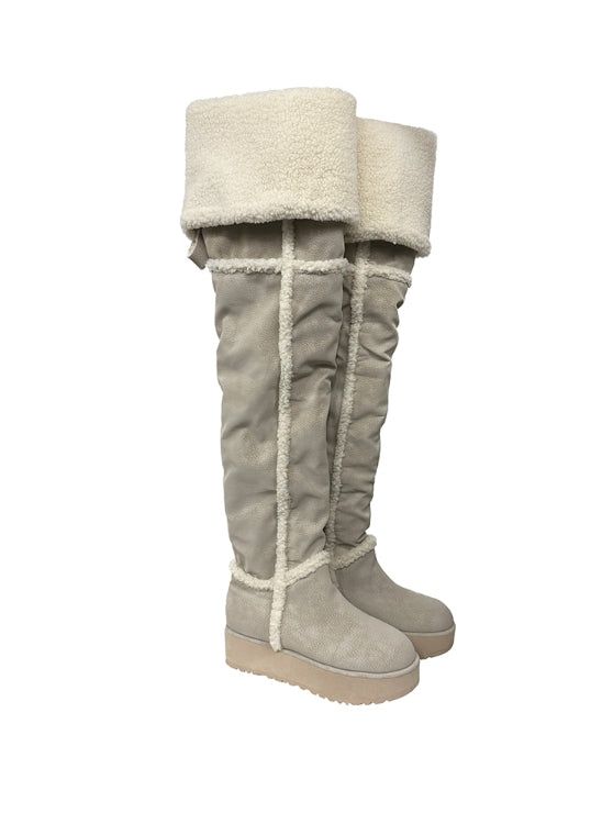 Wrinkle Shearling Platform Sole Long Ugg Boots