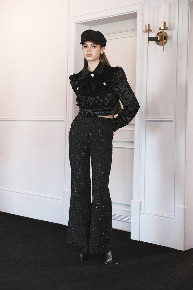 Glitter Tweed Pants Black
