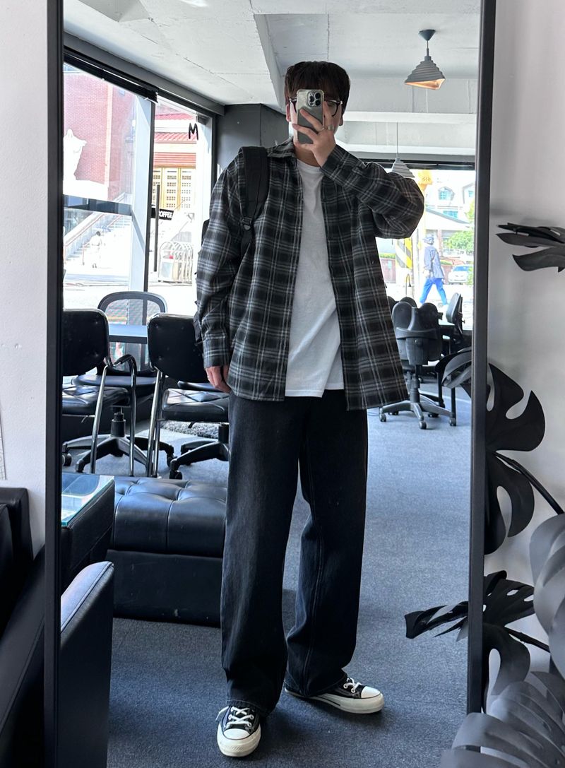 [premium] jack check overfit shirts
