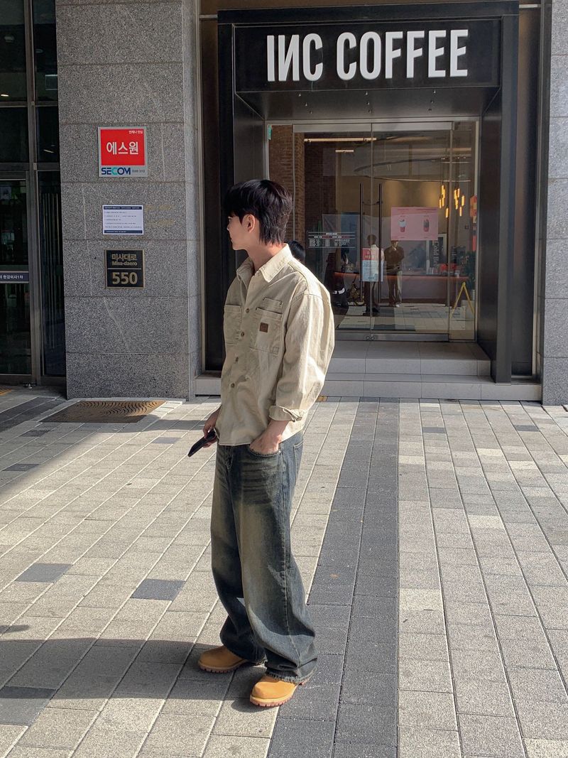 후쿠이 더블 패치 워크 셔츠