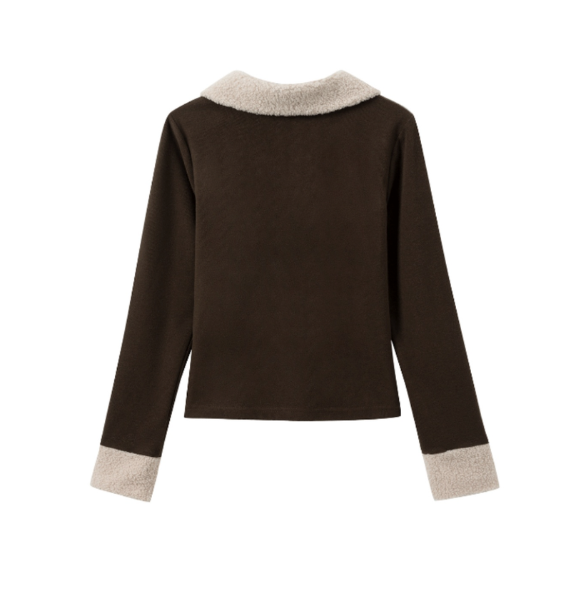 Elin Fur Collar Ribbon Cardigan