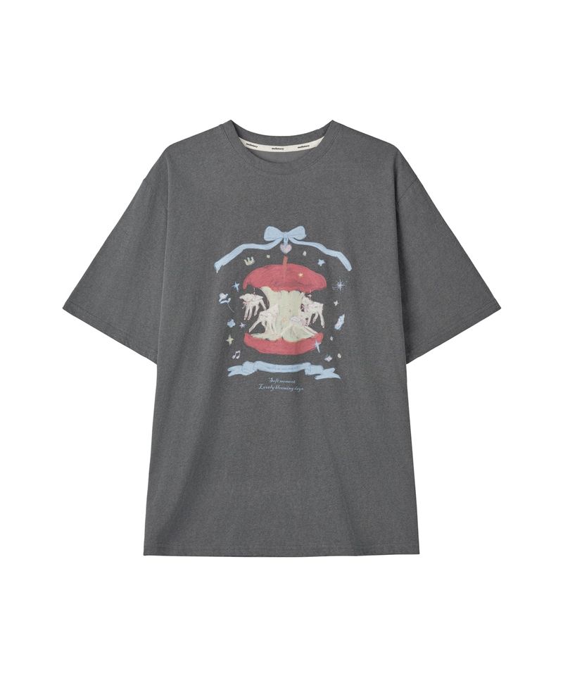 mellotory（メロートリー）の「アップルメリーゴーランド半袖Tシャツ (ディープグレー)（トップス）」