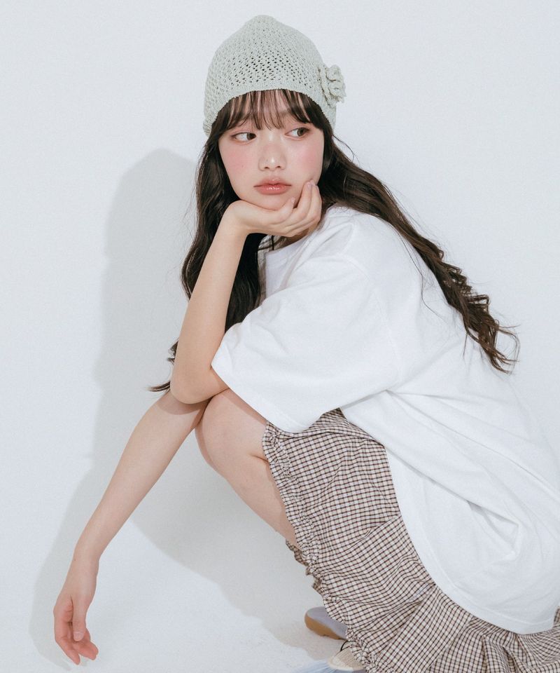 mellotory（メロートリー）の「ローズクロシェニットビーニー (ミント)（帽子）」