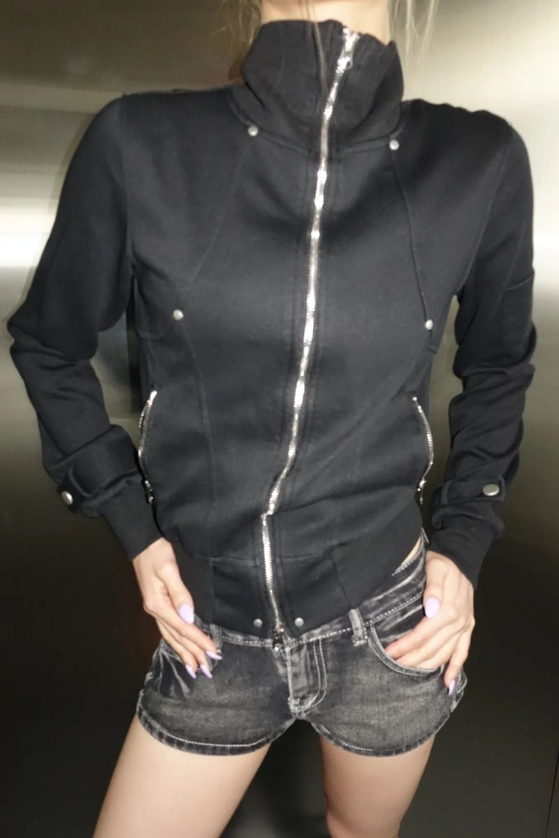 high neck stud jacket