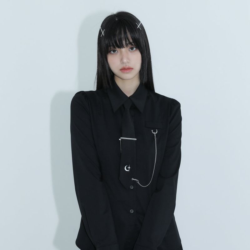 CLUT STUDIO（クラットスタジオ）の「0 1 necktie chain shirt - BLACK（Tops）」