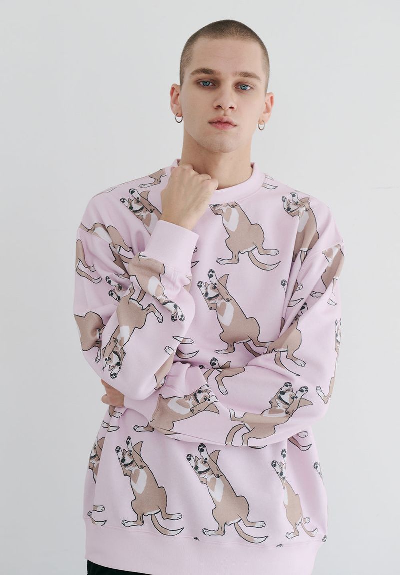 BSRABBIT（ビエスラビット）の「BSR2223FWPO080 LUCKY ALL OVER CREWNECK PINK（Tops）」