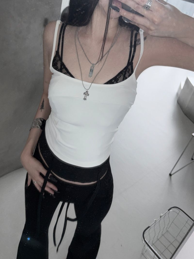 lace bra layered top (2color)