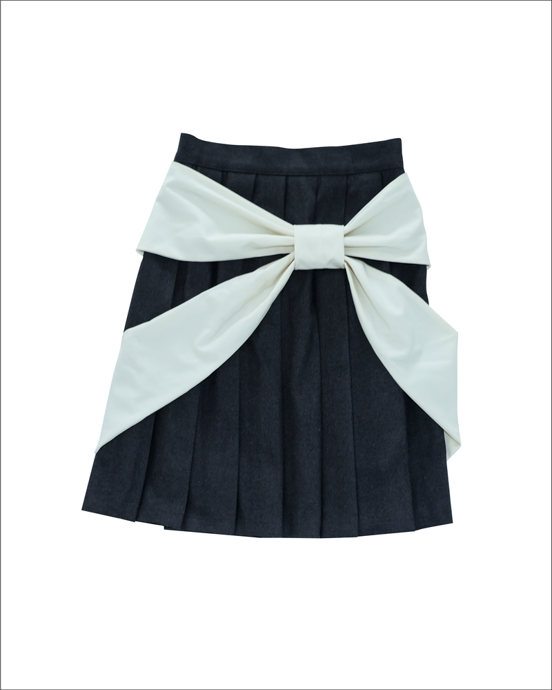big ribbon skirt(grey×white)
