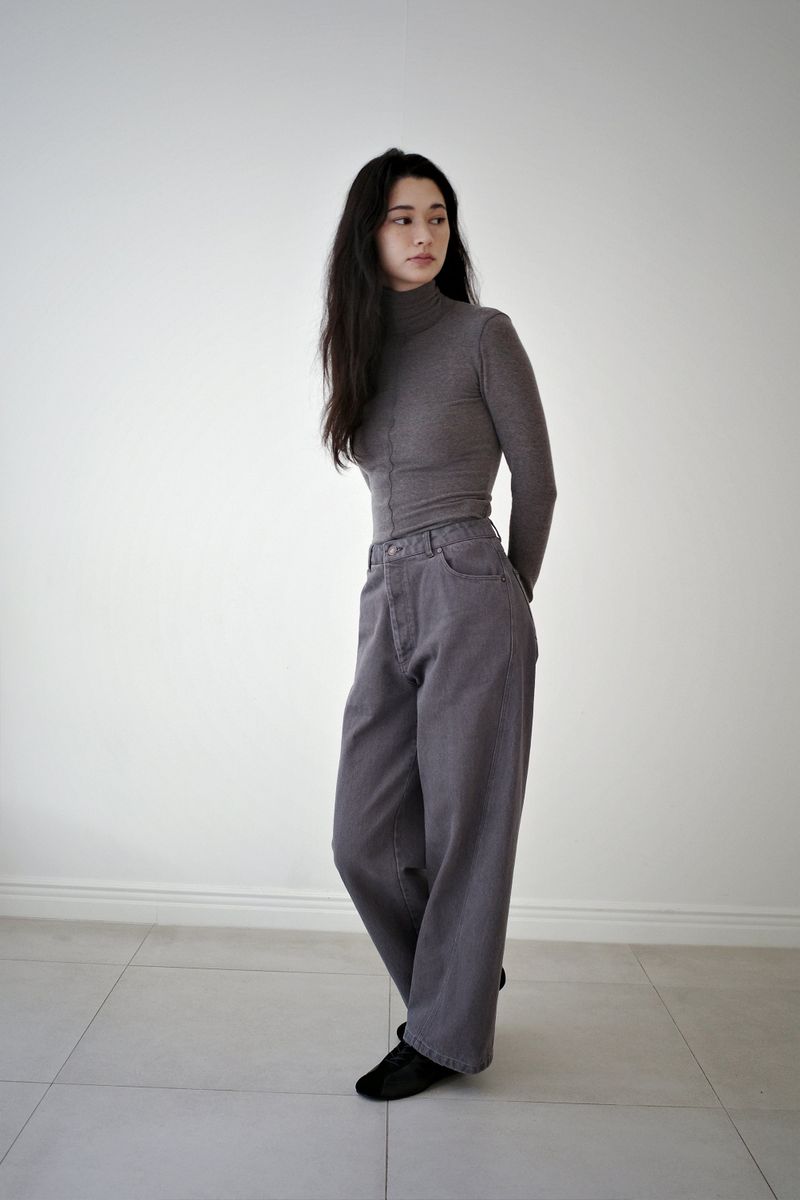 Washed straight leg pants, Ash purple