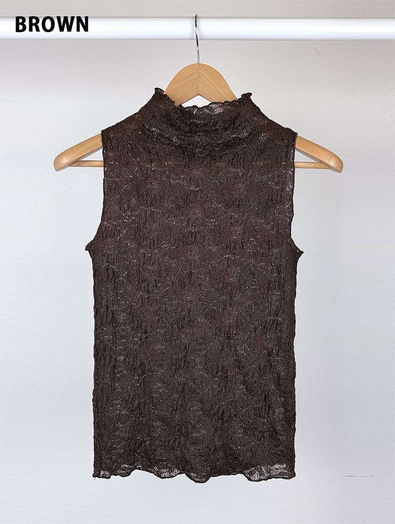 FLOWER LACE HALF-NECK SLEEVELESS (3C)