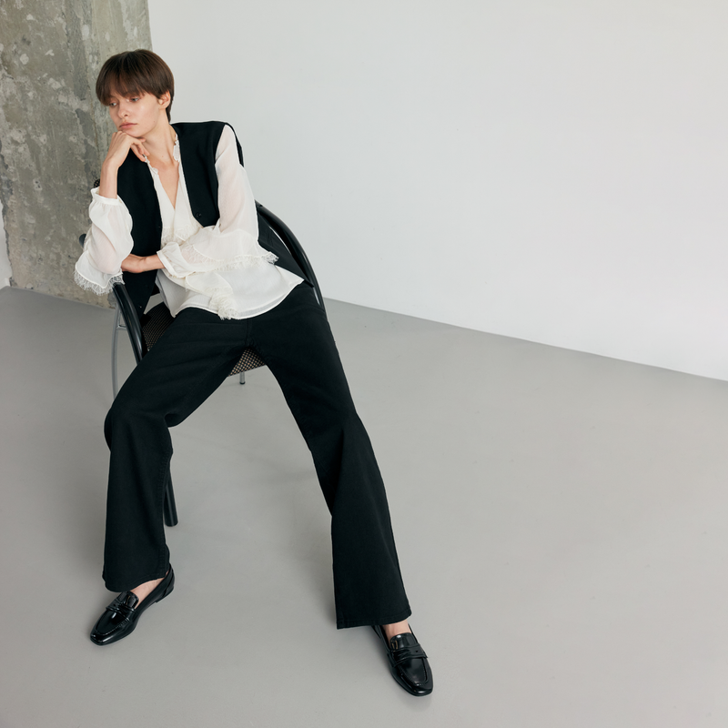 Relaxed Black Wide Jean - YW393