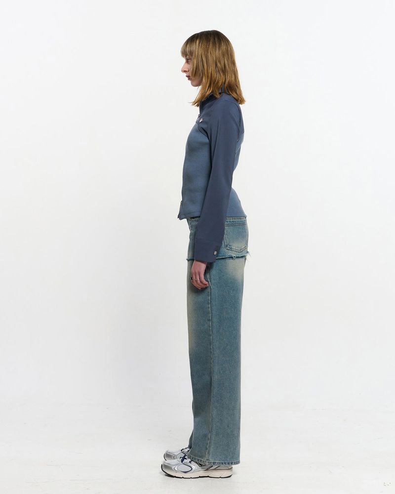 Ribbed Slim Zip-up _ BLUE