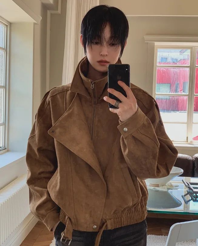 Seidon Suede High-Neck Rider Jacket