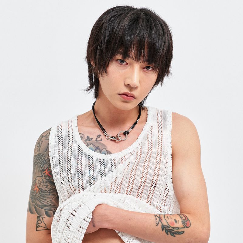 SEE-THROUGH CRAFT KNIT SLEEVELESS WHITE