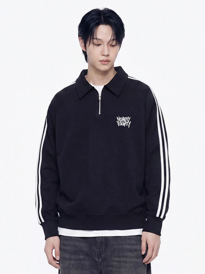 rough mini logo track collar half zip-up (2color)
