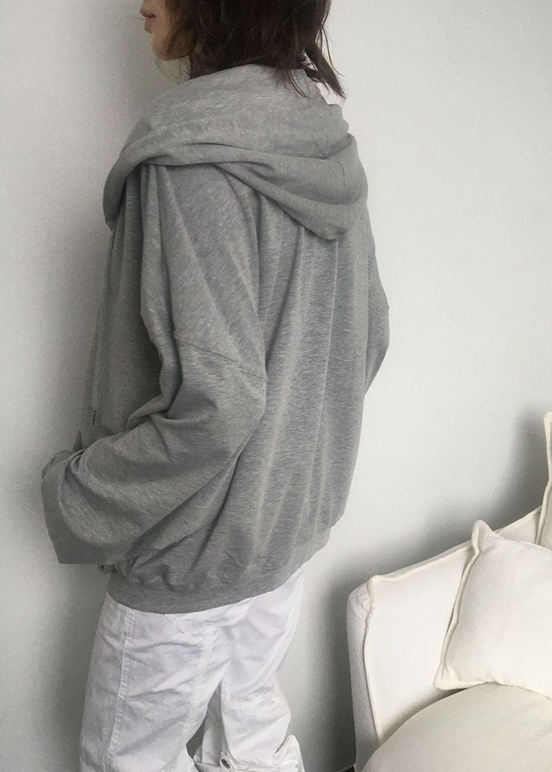 SHIRRING HOOD ZIP-UP 