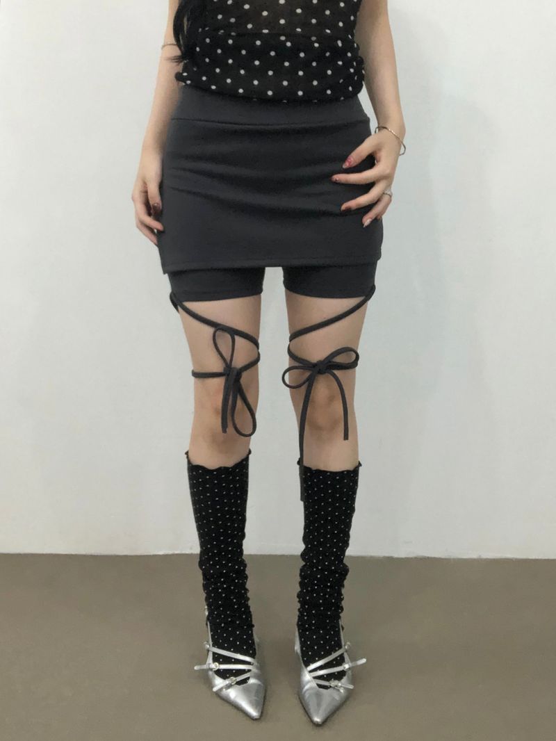 Ribbon Strap Skirt Pants