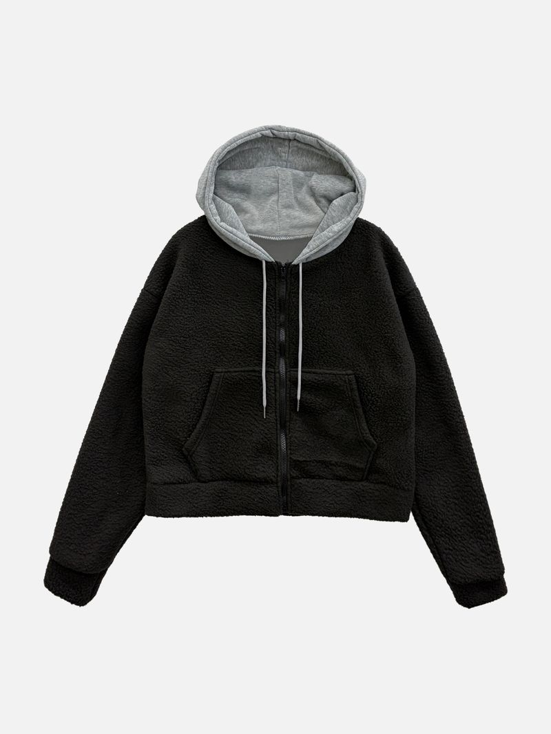 Beary Color Block Crop Hoodie (2c)