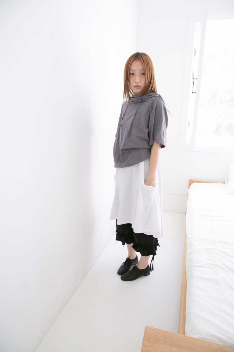 slub off-shoulder hood top(2colors)