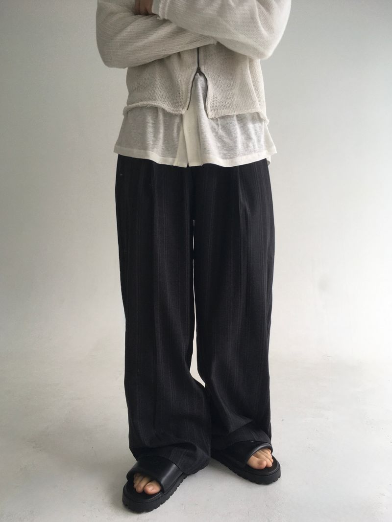 stripe banding rayon slacks(2colors)