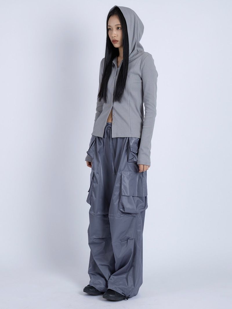 Satin Multi Pocket Pants, Grey