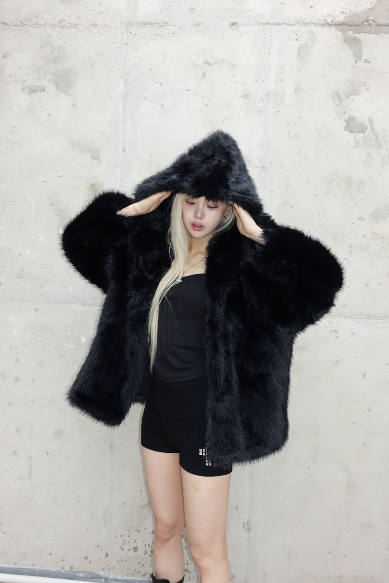 Street Hooded Fur Jacket