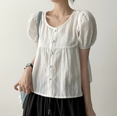 Bert Puff Sleeve Short Sleeve Blouse
